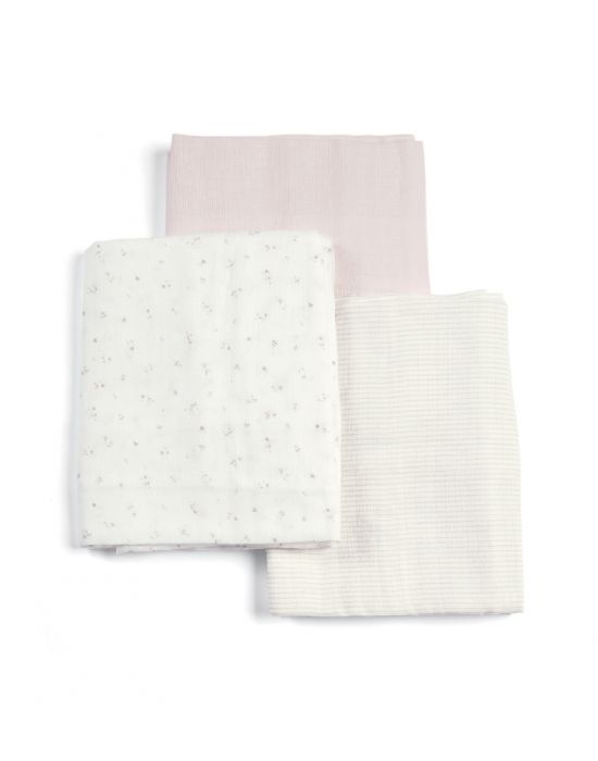 Mamas & Papas 3 Pack of Muslin Squares Welcome To The World Girl Floral Girl