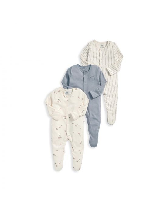 Mamas & Papas Tiny Sports Club Cotton Sleepsuits 3 Pack