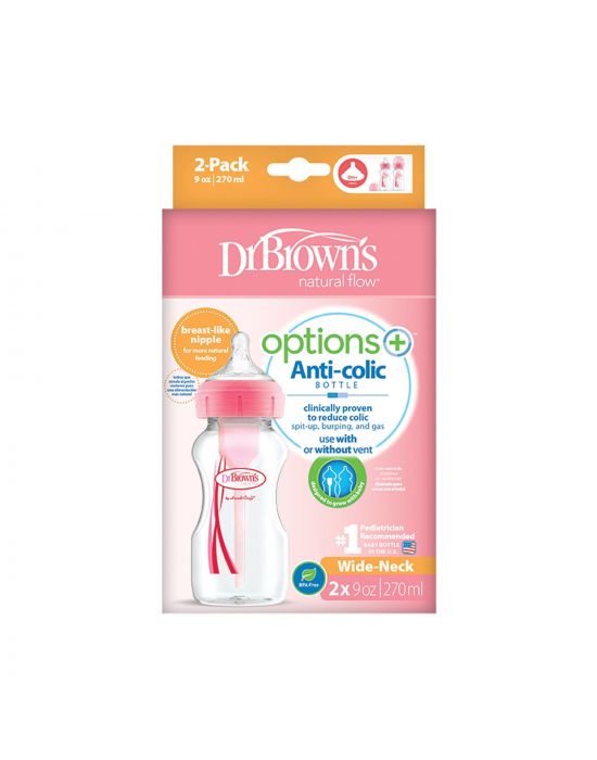 Dr.Brown's Baby Bottle Options+270ml Pink Set 2